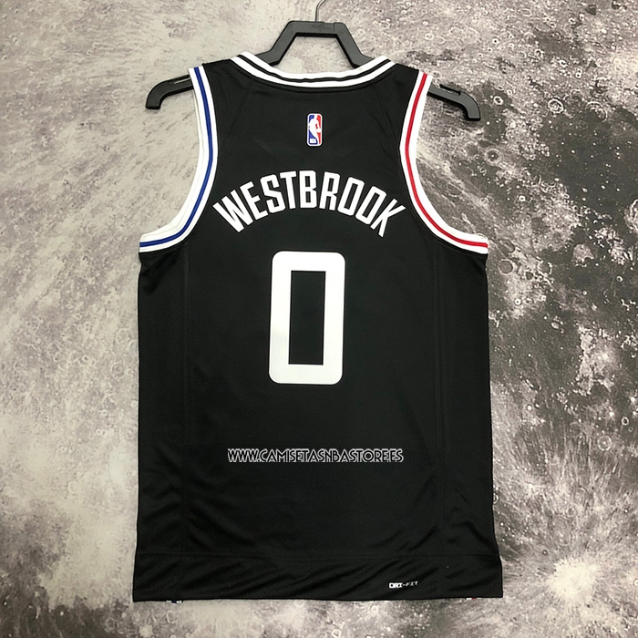 Russell Westbrook NO 0 Camiseta Los Angeles Clippers Ciudad 2022-23 Negro